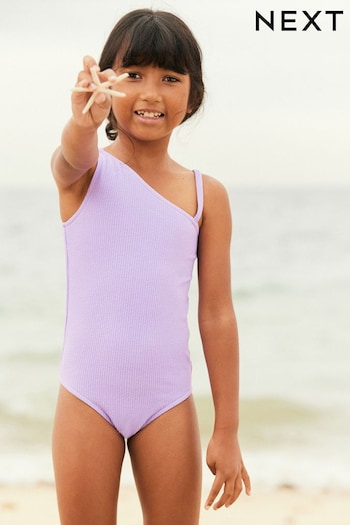 Lilac Purple One Shoulder Swimsuit (3-16yrs) (D56288) | £14 - £19