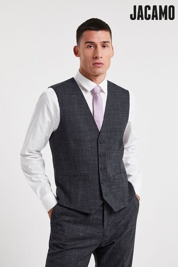 Jacamo Blue Semi Plain Textured Suit Waistcoat (D56289) | £51 - £62