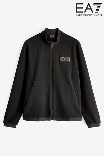 Emporio Armani EA7 Gold Label Zip Through Black Sweatshirt (D56381) | £175