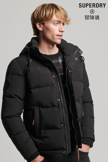 Superdry Black Everest Hooded Puffer Jacket (D56458) | £100