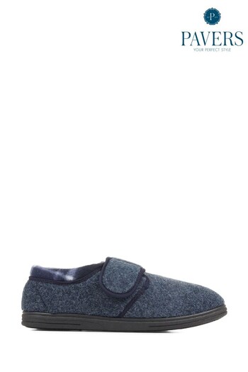 Pavers Blue Anti-Bacterial Touch Fasten Slippers (D56470) | £25