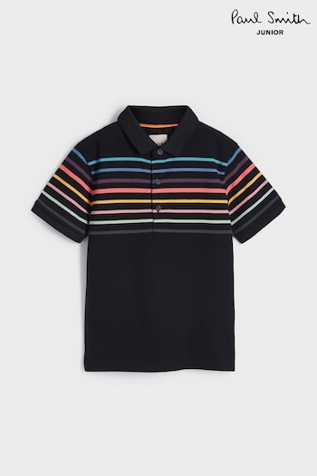 Paul Smith Junior Boys Short Sleeve Signature 'Artist Stripe' Engineered Golf Polo Shirt (D56509) | £60