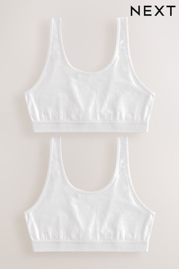 White Scoop Crop Tops With Back Fastening 2 Pack (7-16yrs) (D56553) | £7 - £10