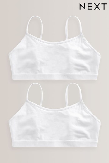 White 2 Pack Strappy Crop Top With Back Fastener (7-16yrs) (D56554) | £7 - £10