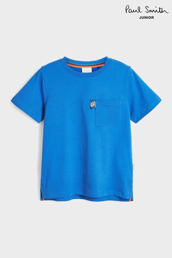 Paul Smith Junior Mile Short Sleeve Blue Chest Pocket Zebra T-Shirt (D56583) | £45