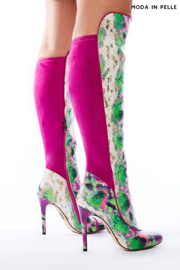 Moda in Pelle Purple Piping Detail Over The Knee Long Boots (D56592) | £250