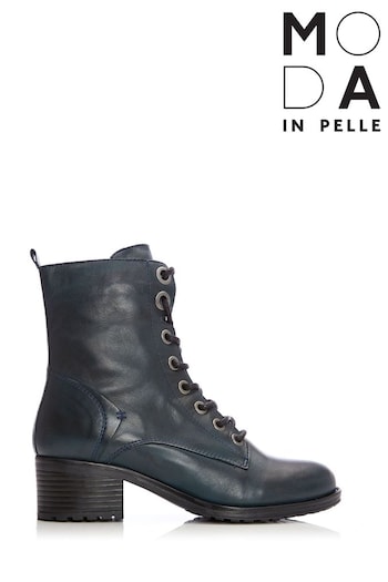 Moda In Pelle Bezzie Lace Up Leather Ankle chunky Boots (D56594) | £139