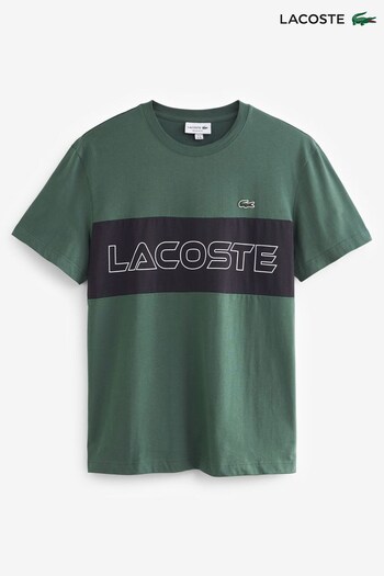 Lacoste Mens Green Colour Block T-Shirt (D56633) | £60