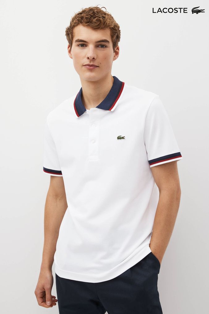 Buy Men s Lacoste White Polo Shirts Tops Online Next UK