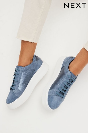 Blue Signature Leather Chunky Star Lace-Up Trainers (D56698) | £56