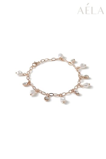 Aela Pink Pearl & Crystal Charm Anklet (D56794) | £12.50
