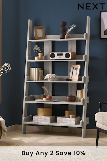 Grey Bronx Oak Effect Wide Ladder Shelf (D56833) | £275