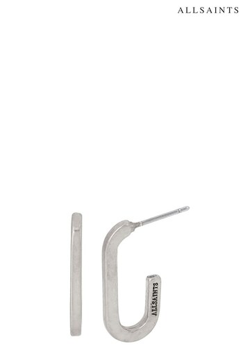 AllSaints Silver Tone Oval Hoop Earrings (D56917) | £35