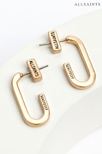AllSaints Gold Tone Oval Hoop Earrings (D56918) | £35