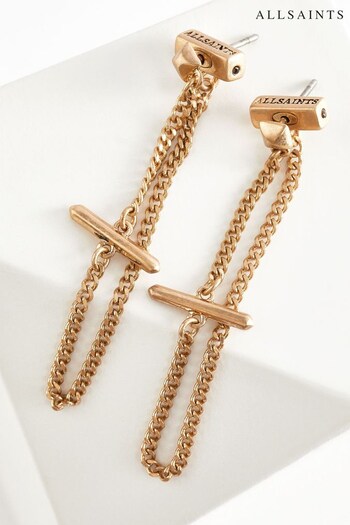 AllSaints Gold Tone Toggle Swag Earrings (D56942) | £39