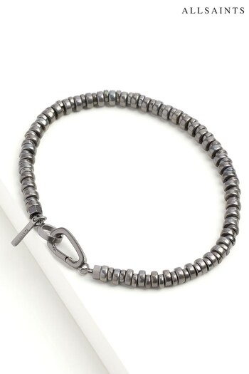 AllSaints Black Sterling Silver Bead Bracelet (D57008) | £119