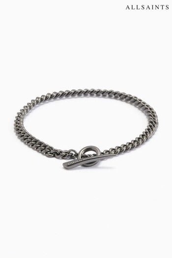 AllSaints Black Sterling Silver Curb Chain Bracelet (D57010) | £119