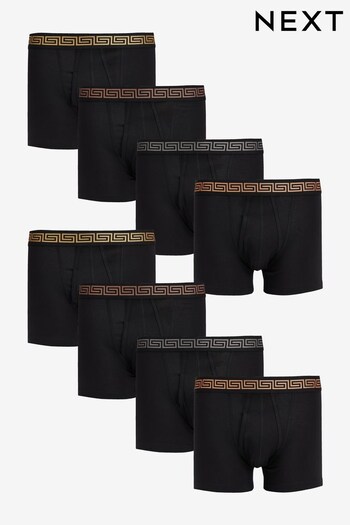 Black Metallic Pattern Waistband 8 pack A-Front Boxers (D57195) | £42
