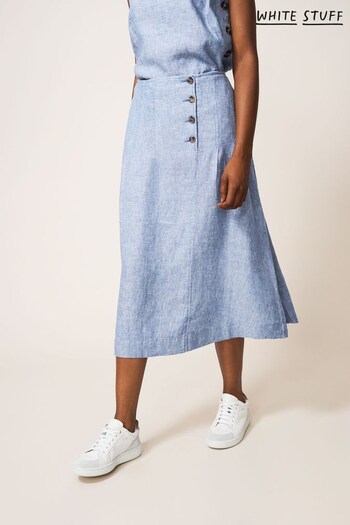 White Stuff Blue Ciara Linen Skirt (D57222) | £70