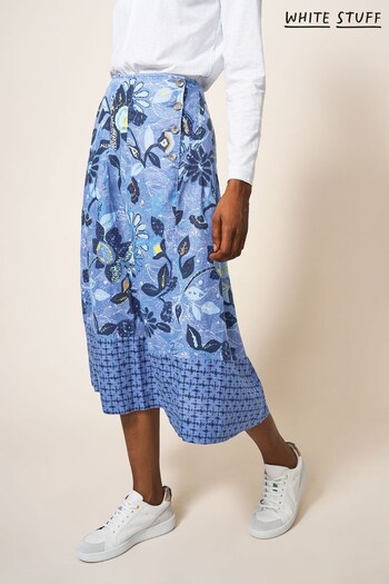 White Stuff Blue Ciara Linen Skirt (D57223) | £70