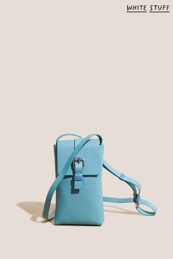 White Stuff Blue Clara Buckle Leather Phone Bag (D57233) | £35