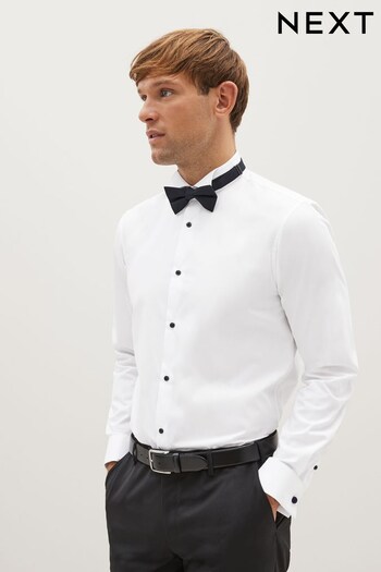 White Occasion Wing Collar Double Cuff Cotton Shirt (D57448) | £29