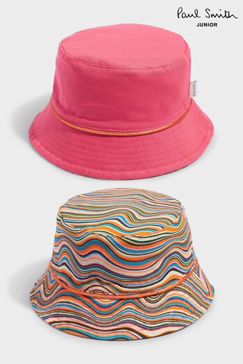 Pink Paul Smith Junior Girls Reversible 'Artist Swirl' Bucket Hat (D57483) | £20