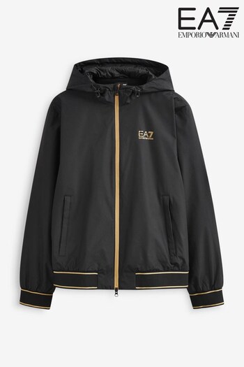 Emporio Armani EA7 Gold Hooded Black Jacket (D57511) | £190
