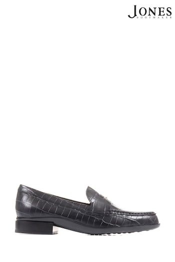 Jones Bootmaker Gessa Black Leather Penny Loafers (D57600) | £99