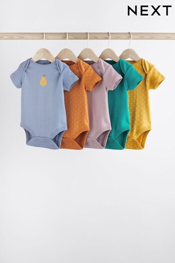 Multi Placement Baby Short Sleeve Bodysuits 5 Pack (D57632) | £17 - £19