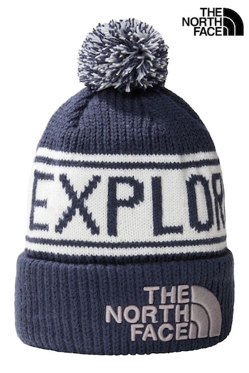 The North Face Blue Retro Pom Beanie Hat (D57648) | £27