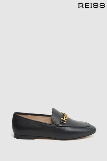 Reiss Black Evan Chain Detail Loafers (D58009) | £158