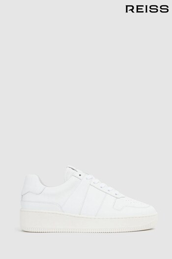Reiss White Aira Mid Top Leather Trainers (D58011) | £148