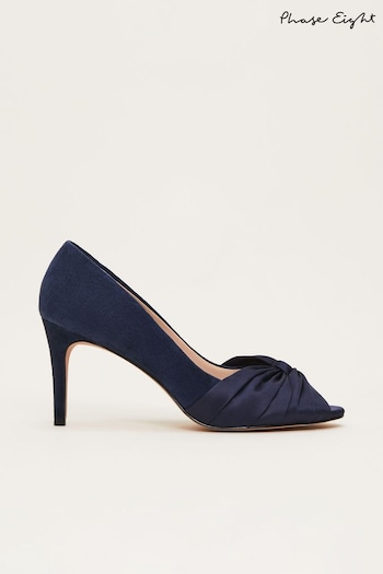 Phase Eight Blue Satin Twist Peeptoe Shoes (D58181) | £99