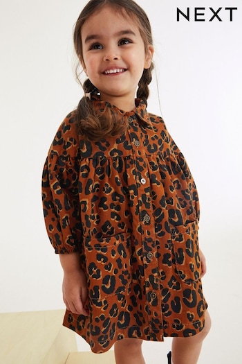 Tan/Animal Print Cotton Shirt Dress (3mths-8yrs) (D58224) | £15 - £18