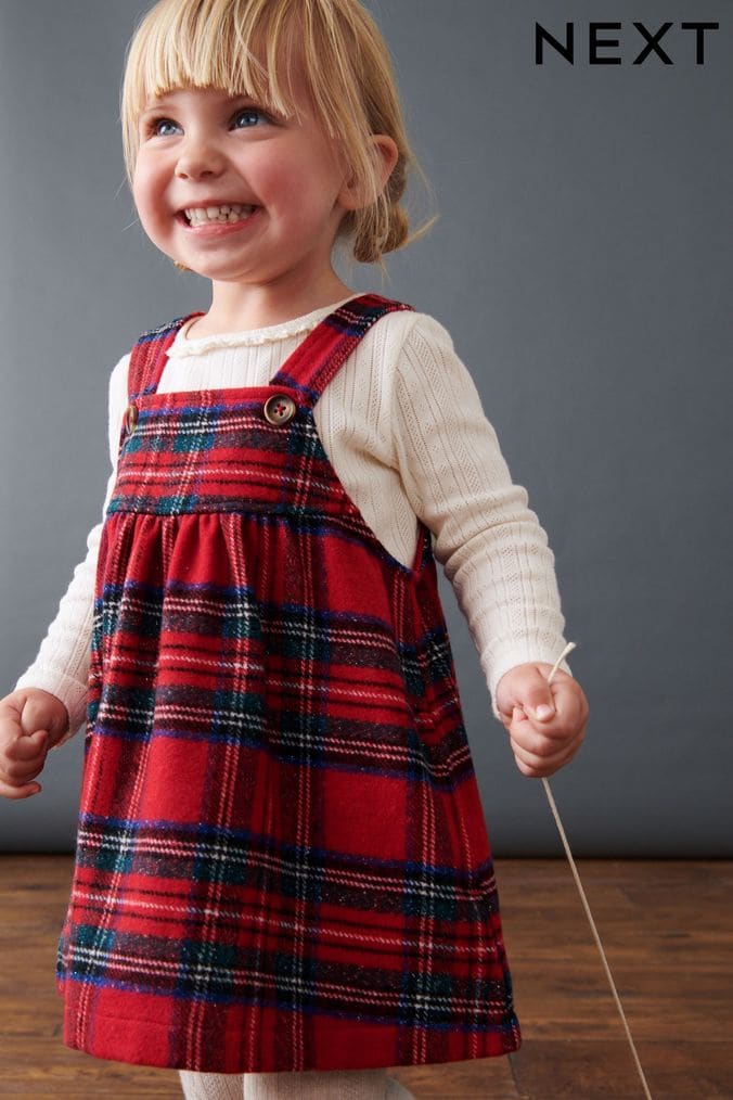 Girls checked pinafore online