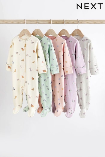 Multi Character 5 pack Baby Sleepsuits (0-2yrs) (D58308) | £27 - £29