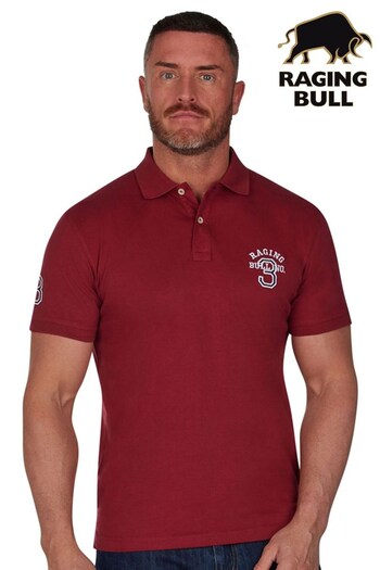 Raging Bull Red No.3 Jersey Polo Shirt (D58355) | £59 - £64