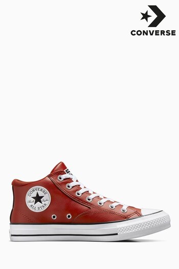 Converse Red Mid Malden Street Leather Trainers (D58392) | £65
