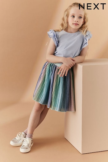 Rainbow Sparkle Pleated Skirt (3-16yrs) (D58415) | £13 - £18