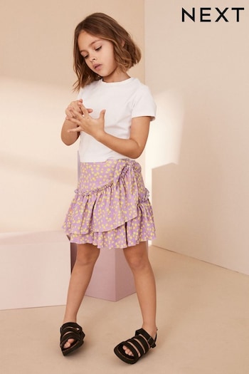 Lilac Purple Floral Ditsy Wrap Skirt (3-16yrs) (D58441) | £8 - £13