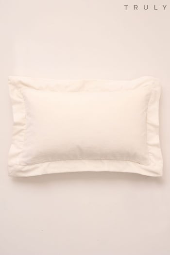 Truly Cream Velvet Flange Rectangle Rectangle Cushion (D58506) | £40