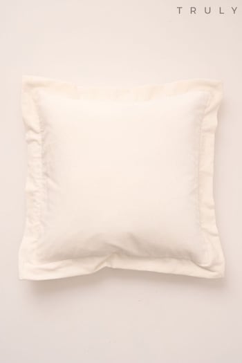 Truly Cream Velvet Flange Rectangle Square Cushion (D58511) | £45