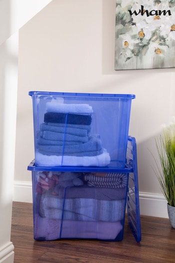 Wham Blue Set 2 Crystal 80L Box With Clip On Lid (D58624) | £52