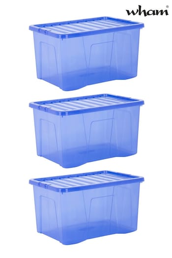 Wham Blue Set 3 Crystal 60L Box With Clip On Lid (D58626) | £64