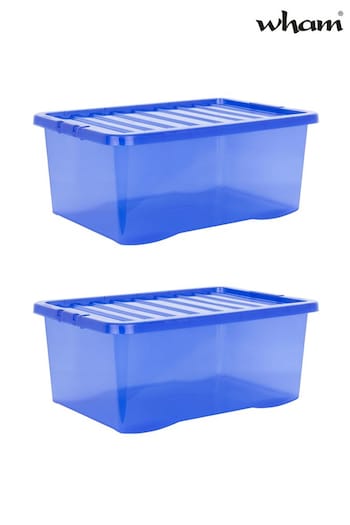 Wham Blue Set 2 Crystal 45L Box With Clip On Lid (D58628) | £43