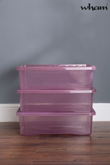 Wham Pink Set 3 Crystal 32L Box With Clip On Lid (D58629) | £47