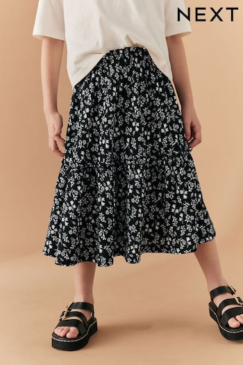 Black/White Texture Printed Midi Skirt (3-16yrs) (D58668) | £11 - £16