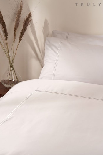 Truly Grey Satin Stitch Bamboo Duvet Cover (D58767) | £90 - £110