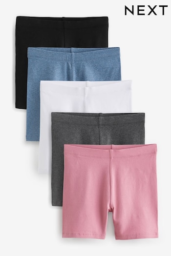 Black/ Pink/ Blue/ White/ Grey 5 Pack Cycle Shorts Jeans (3-16yrs) (D58775) | £14 - £22